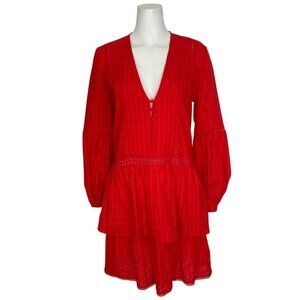 N/Nicholas Mini Dress 6 Scarlet Red Tiered